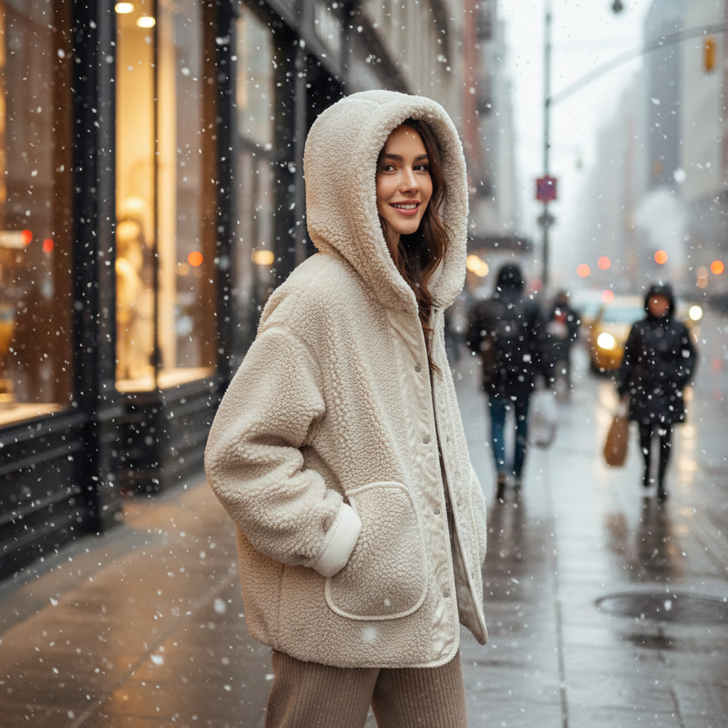 Ladies Winter Thickened Lamb Fur Jacket Hooded Coat Korean Style Loose Casual Upperwear Female Outerwear New Hot Sale Of The Sea